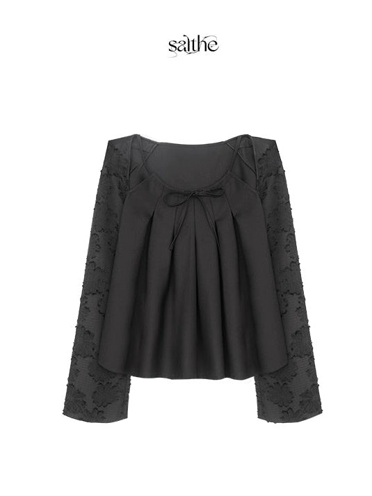 자카드 스위칭 컷 아웃 탑 및 계층 디자인 스커트