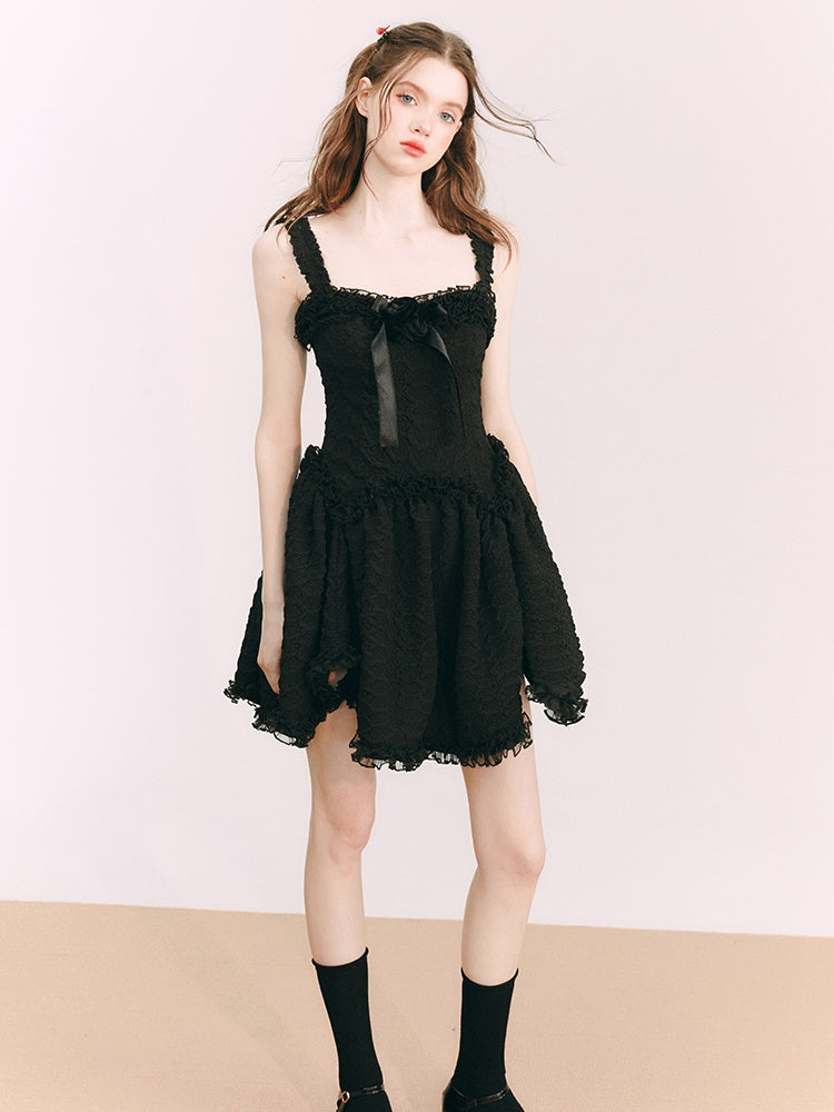 Wildrose Fleur tridimensionnelle petite robe noire