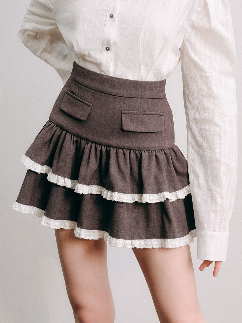 Lace Stitch College Taste Jacket & Puffy Skirt