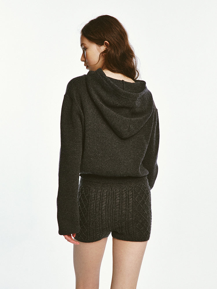 Sweat à capuche en tricoté de conception sportive et pantalon court