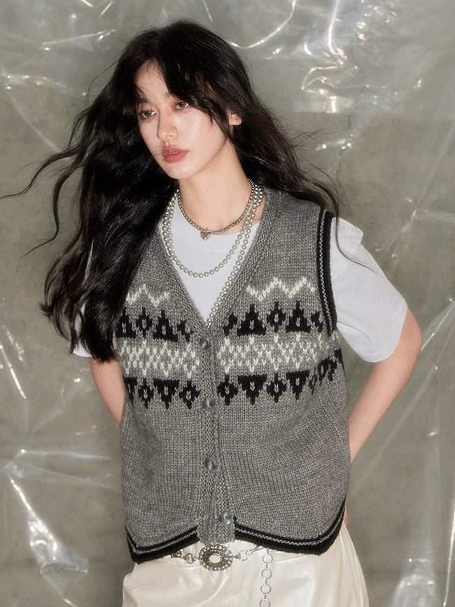 Fair Isle Jacquard Retro Weste