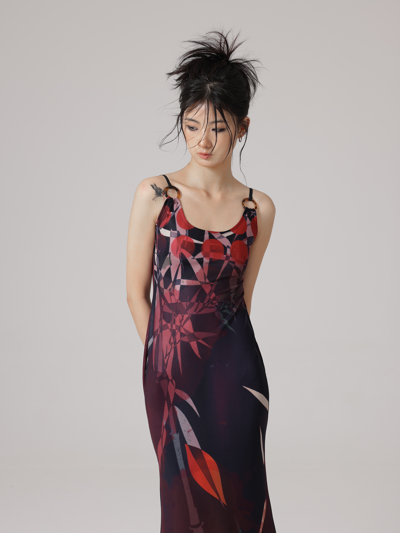 CHINESE STYLE PRINT MERMAID ADJUSTMENT SUSPENDER Dress