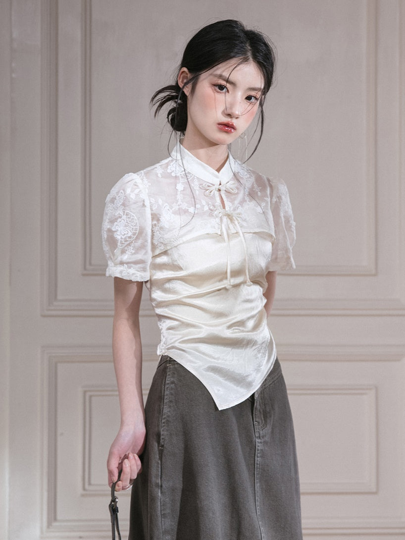 Butterfly New Chinese Style Super Short Top & Camisole Set-up