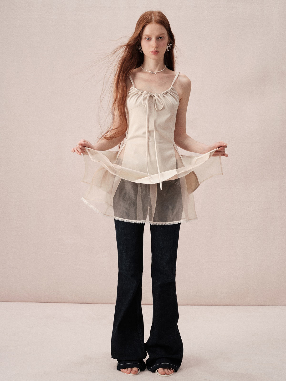 Sweet And Spicy Design Lace Mesh Splicing Suspenders One-piece