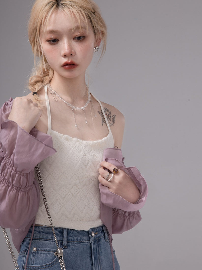 Sunscreen Cardigan & Lace Camisole Setup