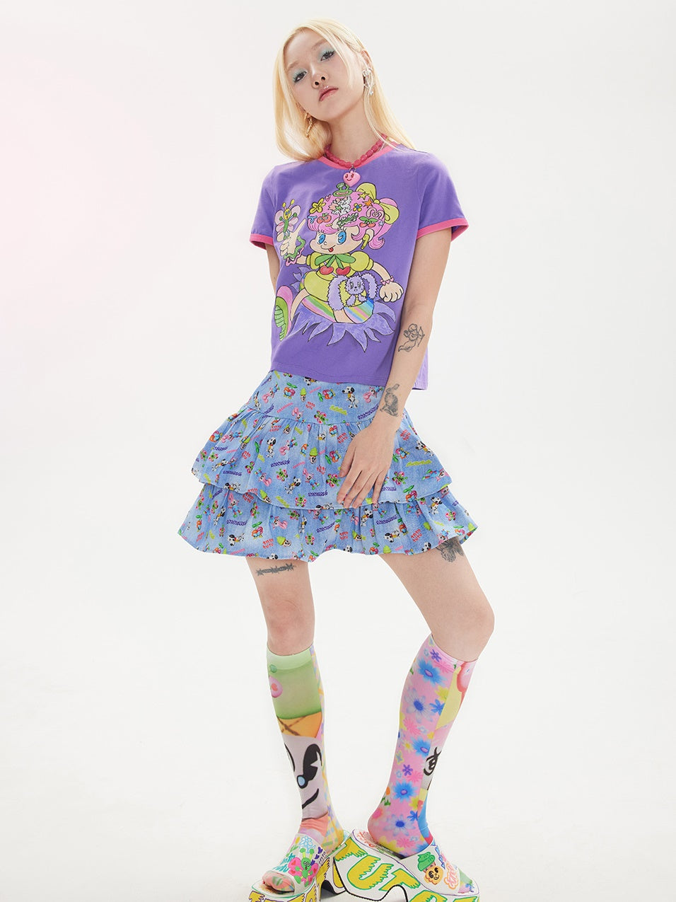 Comic Girl Print T-Shirt