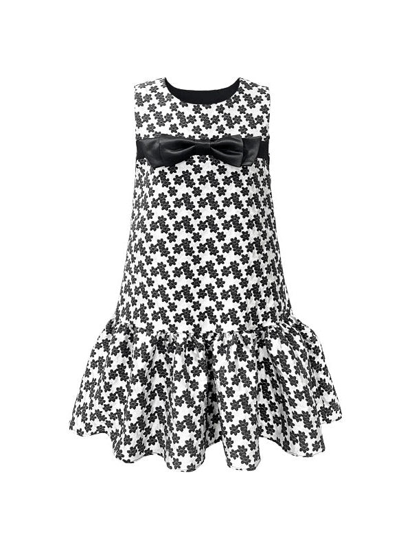 Blumenjacquard Ribbon Puffy Sundress