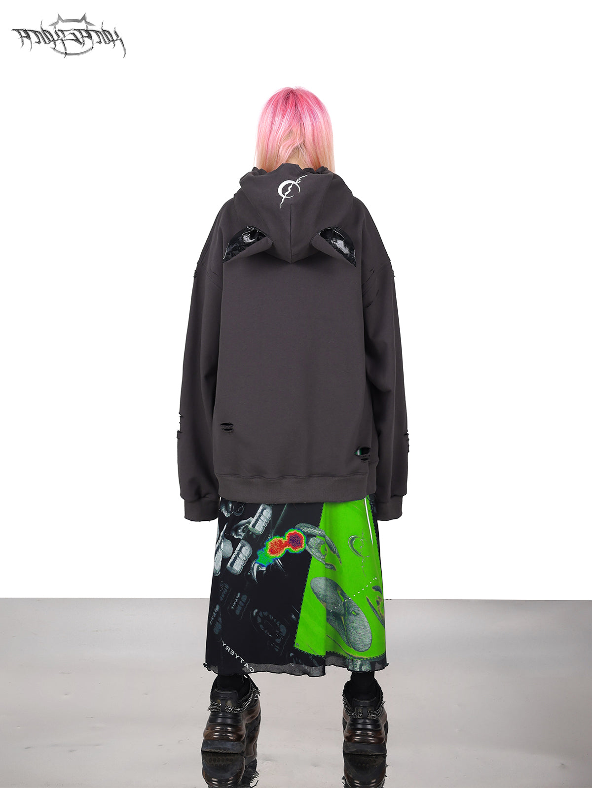 Devin Cat Ear Headband Hooded Destruction Parka