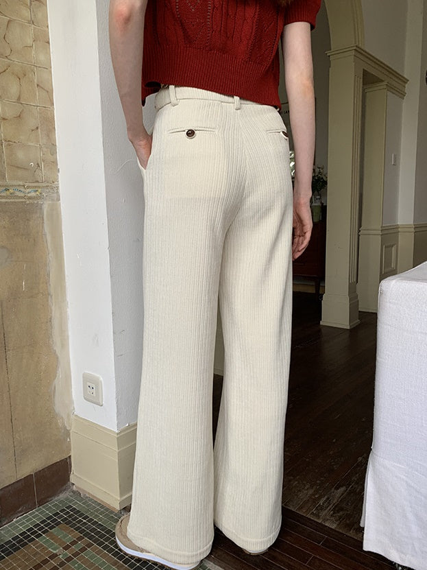 High Waist Corduroy Taste Straight Casual Pants