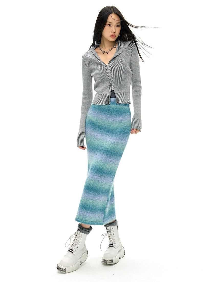 Slim -gestrickter Verlaufsrock