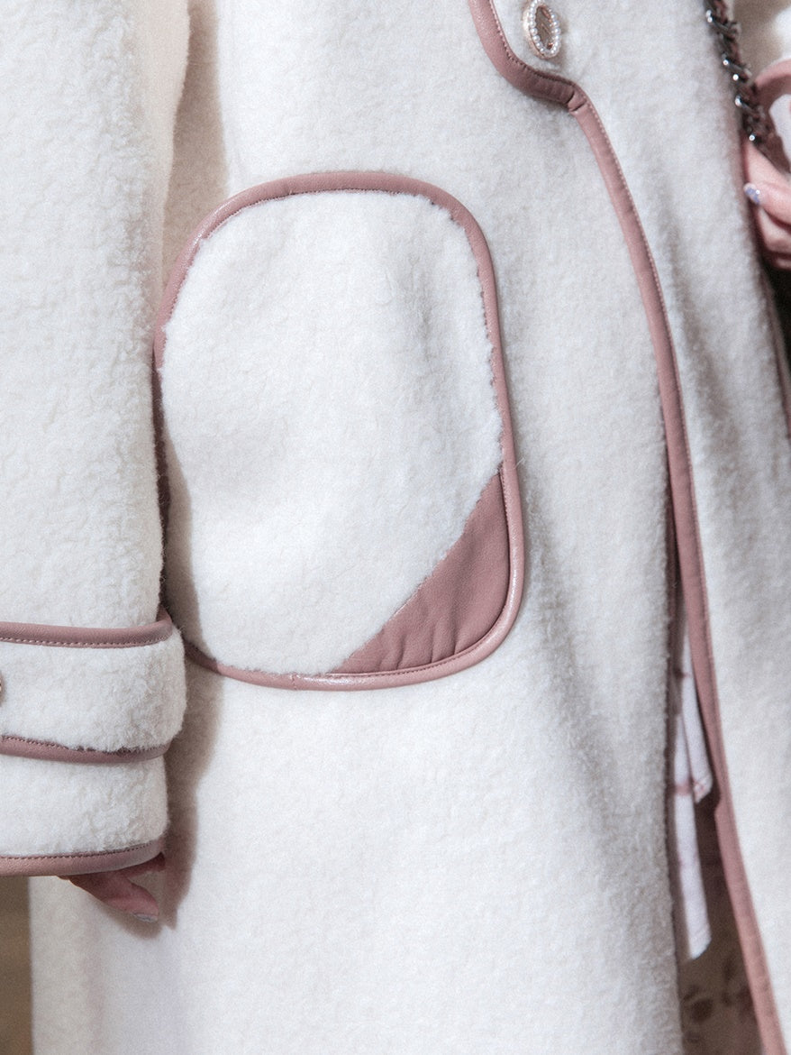 Piping Design Stand-Collar Long Coat