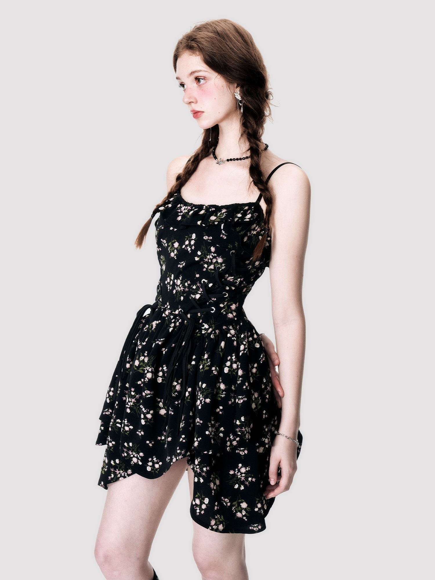 Irregular Floral Sling Dress