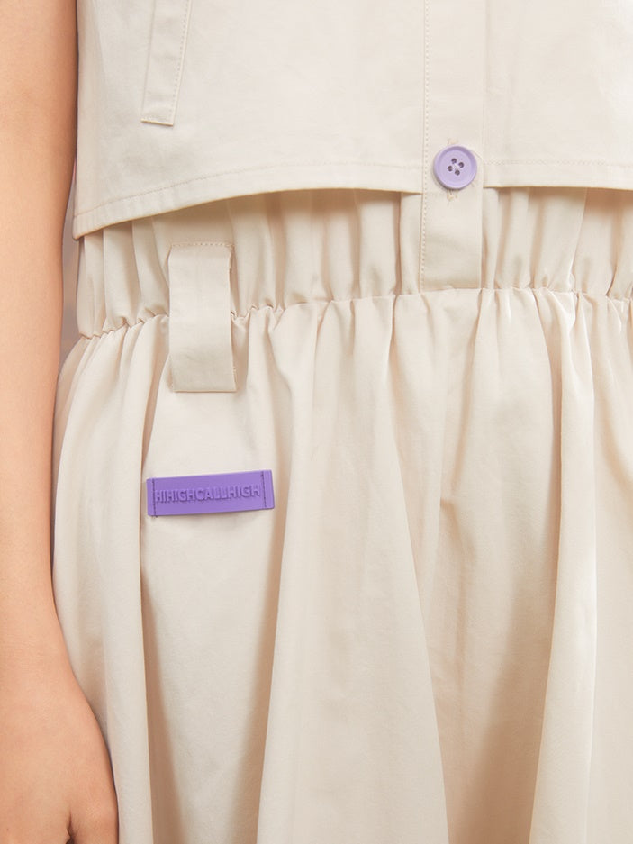 Gradient Grape Print Mid-length Sleeveless Shirt One-piece