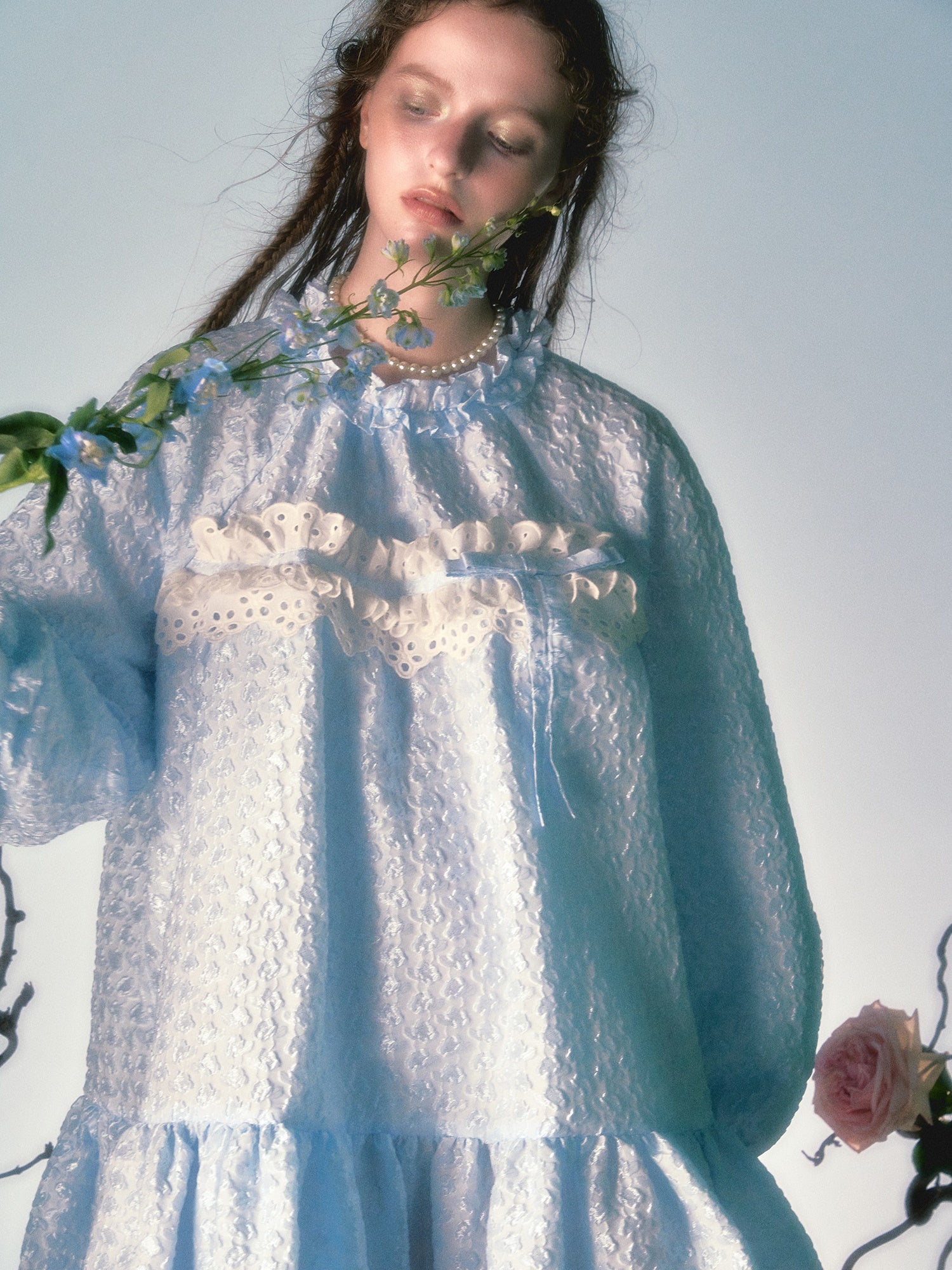 꽃 레이스 장식 활로 느슨한 베이비 드레스