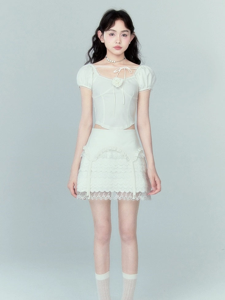 다층 레이스 스커트