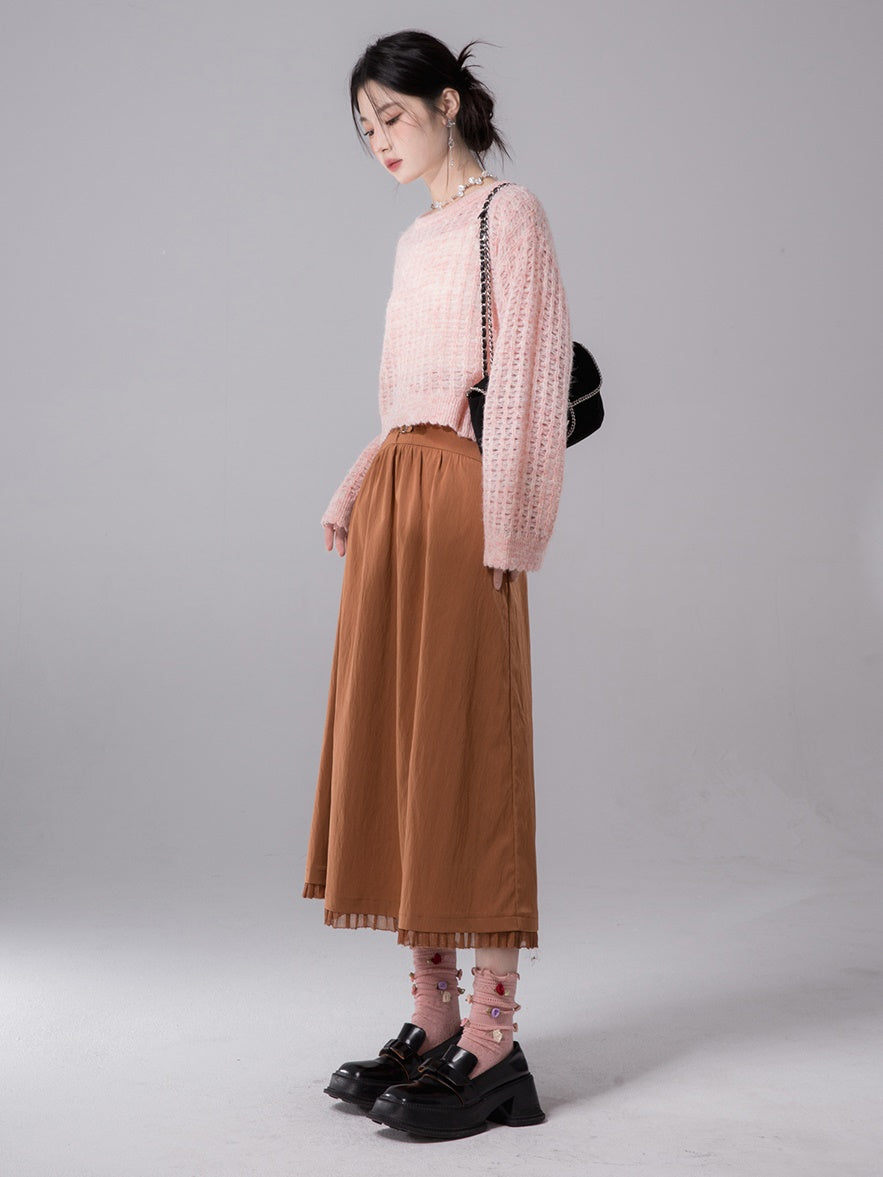 Curved Waist Gather Skirt