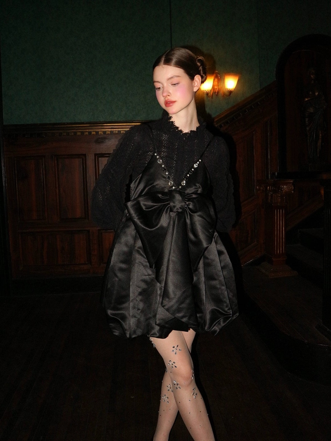 Edelstein Perlen Bow Blüte Kleid Kleid