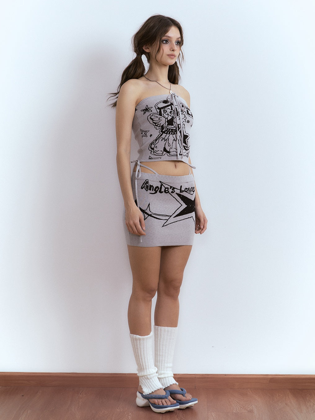 Printing Knitted Tube Top & Skirt Set-up