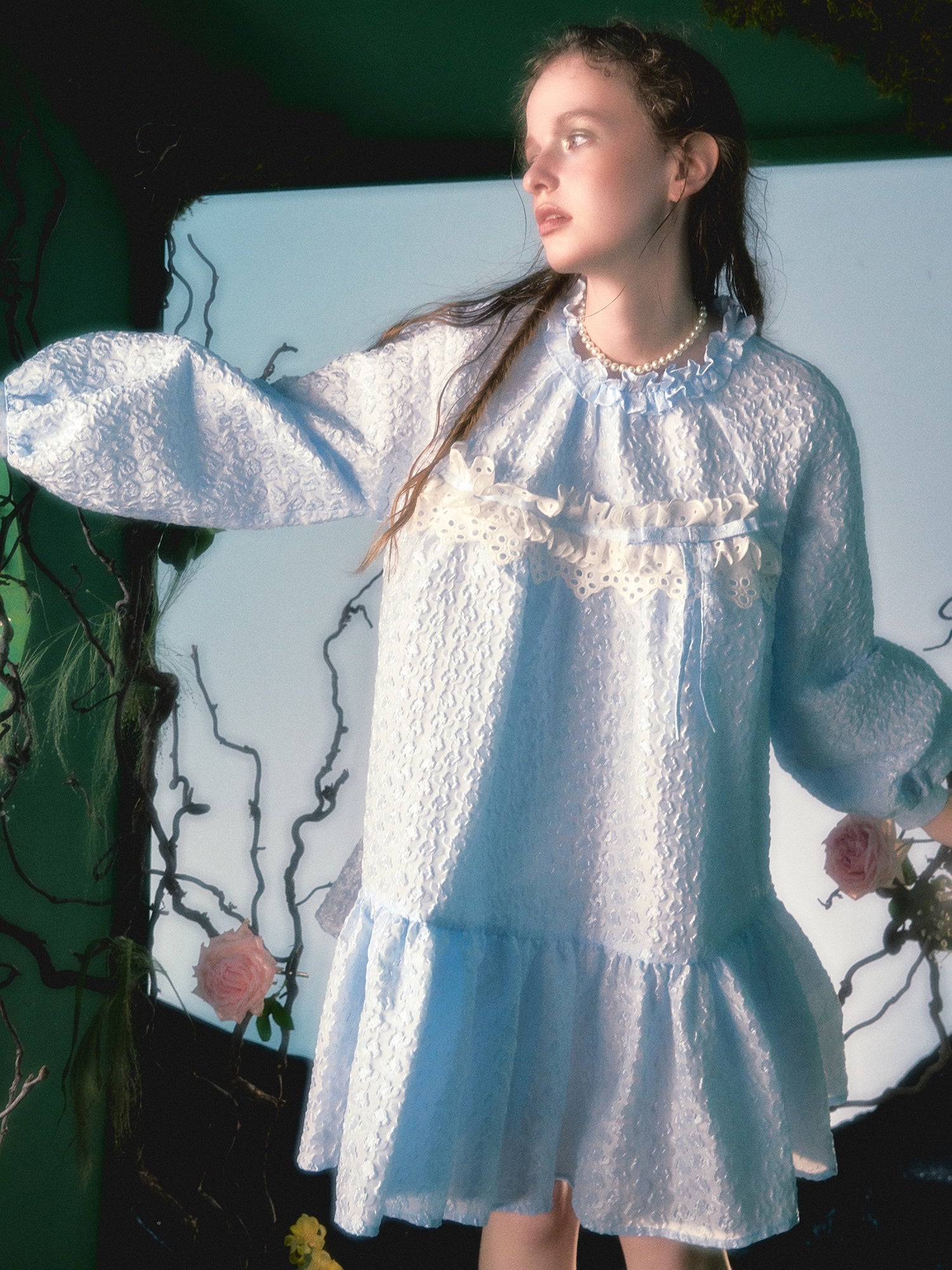 꽃 레이스 장식 활로 느슨한 베이비 드레스