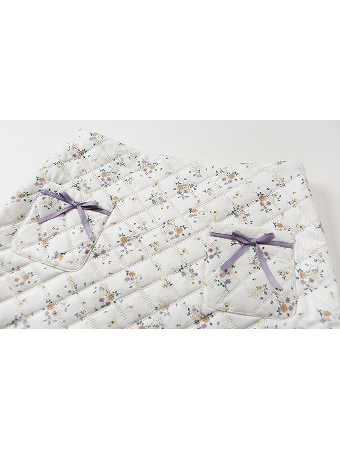 Veste matelassée en dentelle florale et jupe courte