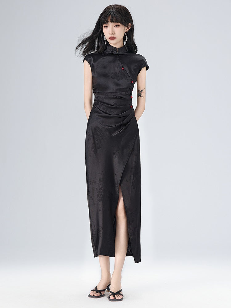 Sleeveless Improved Cheongsam Slit Design Long Dress
