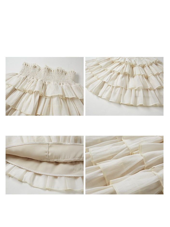 Shimmer Frill Collar Shirt & Fluffy Cake Skirt