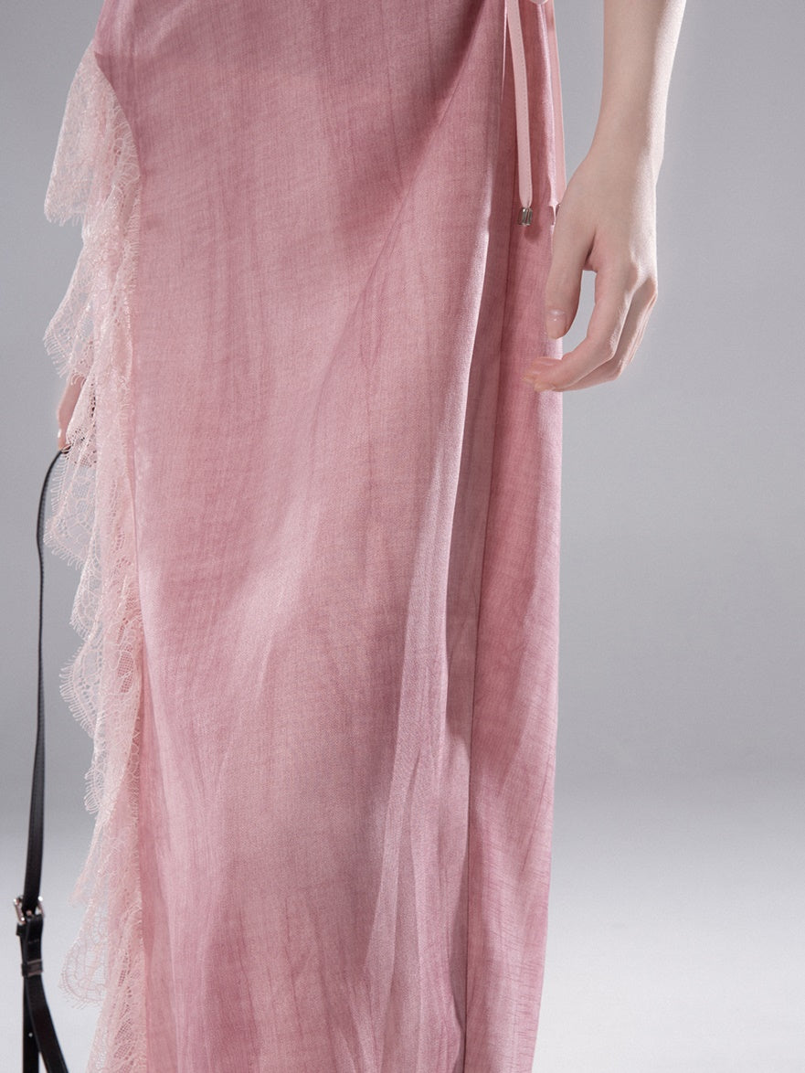 Lace Strap Side Drawstring Dress