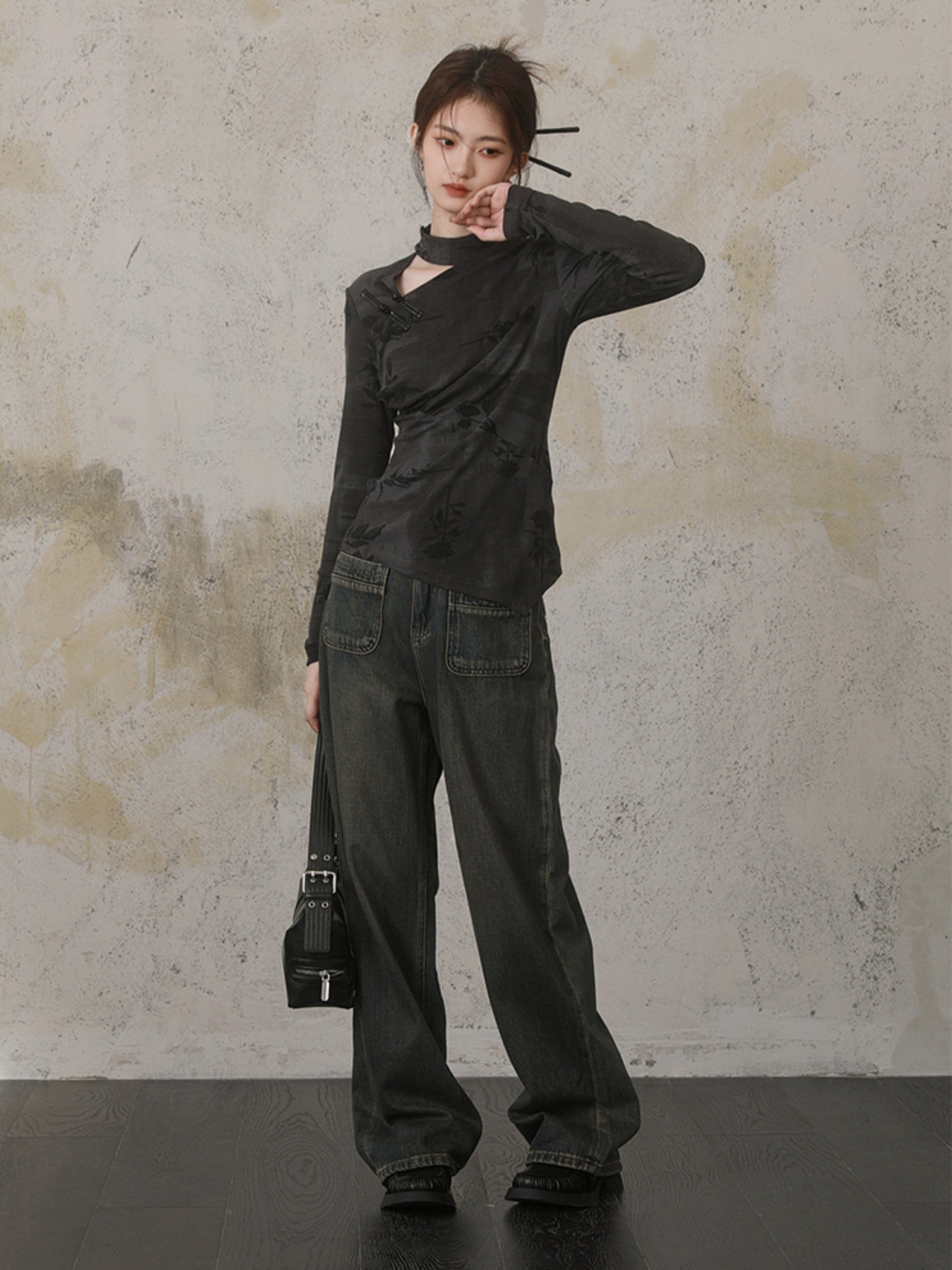 복고풍 고민 틈새 디자인 청바지