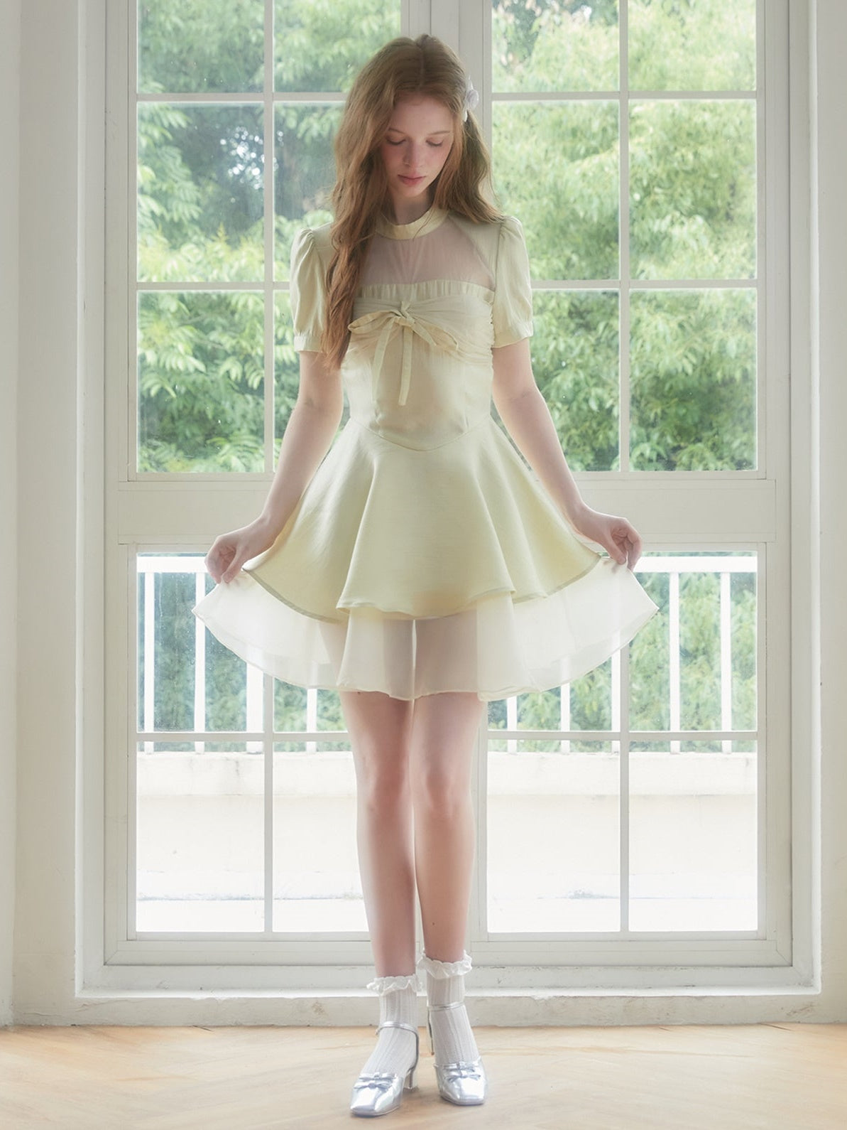 Hollow Sheer Design Layered Dress