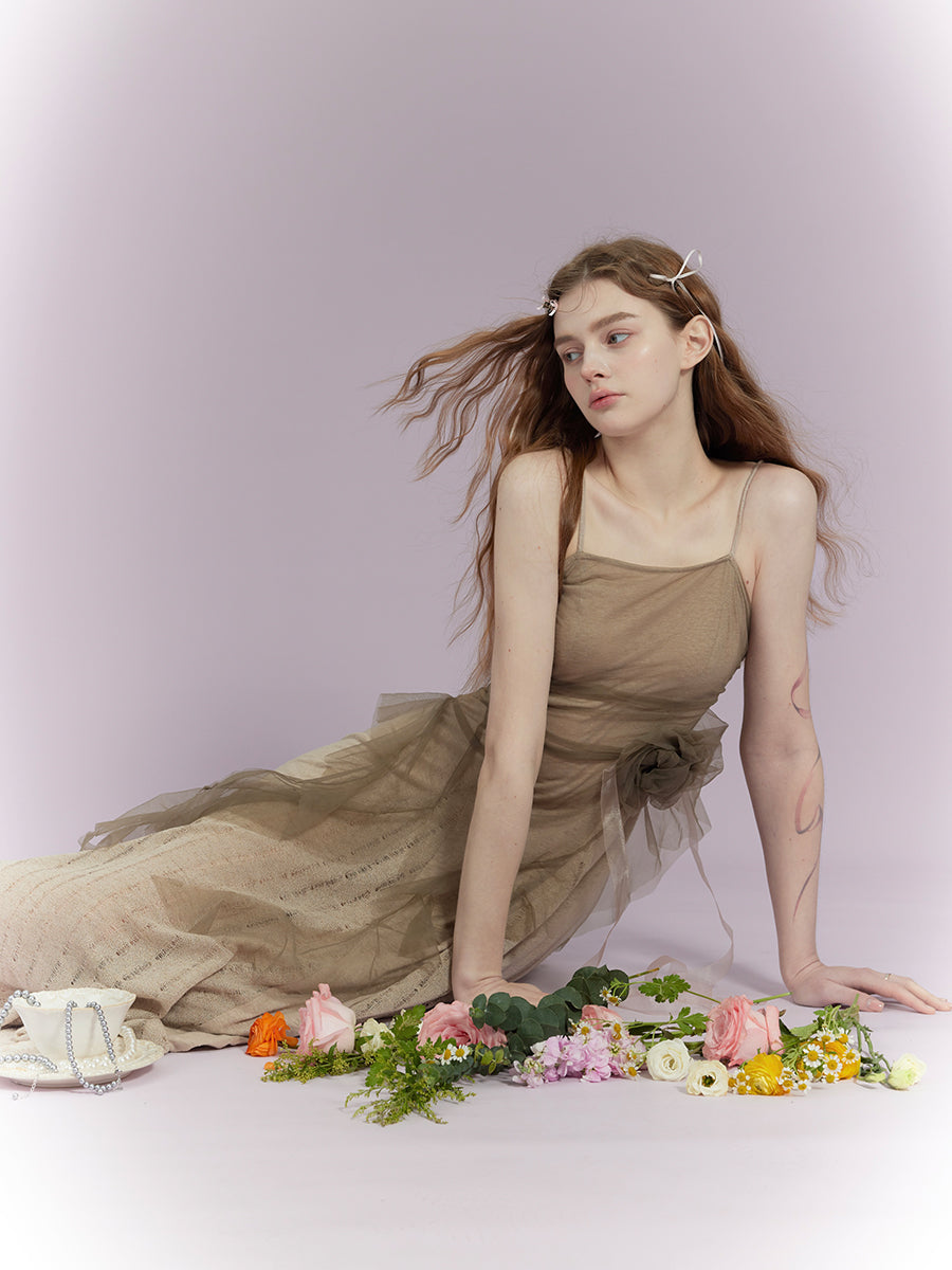 Rose Brooch Sling One-Piece & Lace-Up Top