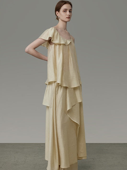 Asymmetry Frill A-Line Camisole & Irregular Skirt