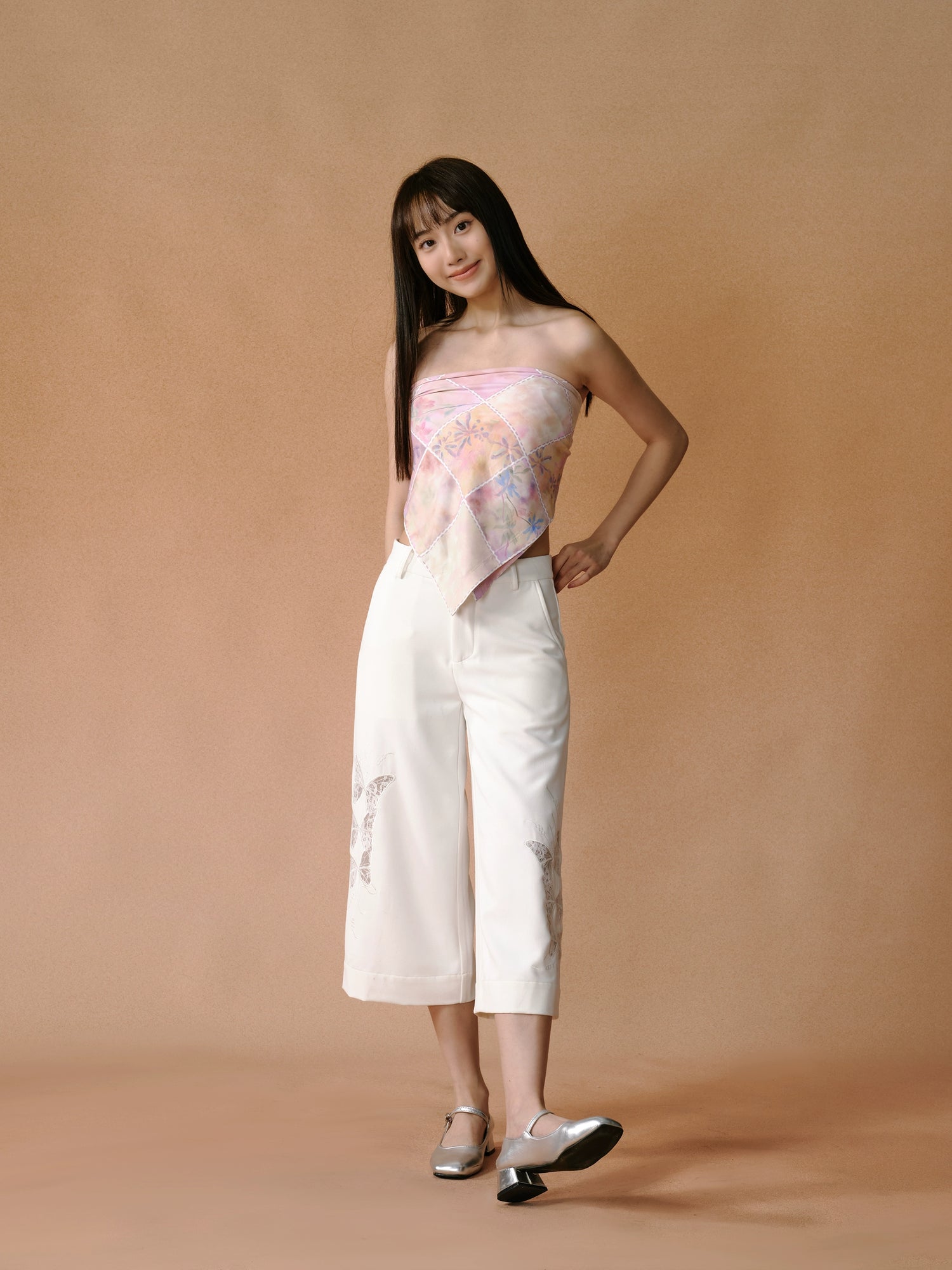 Butterfly Lace Hollow Gaucho Pants