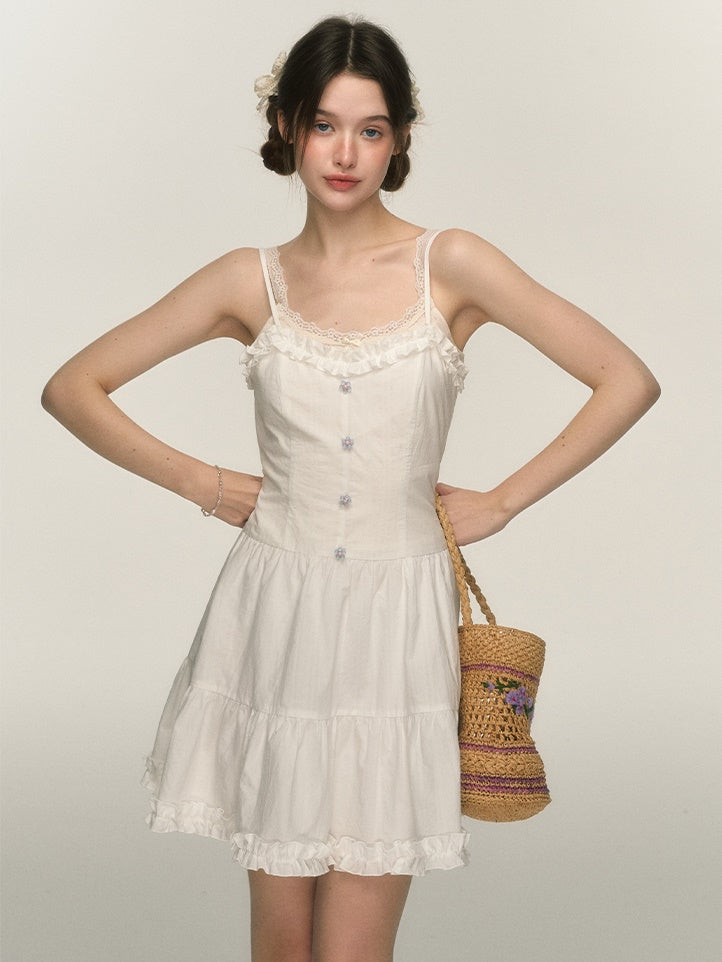 Ruffled Tiered Suspender One-piece