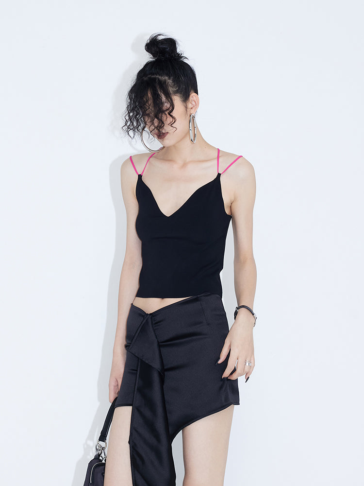 Double Shoulder Straps V-neck Back Cross Camisole