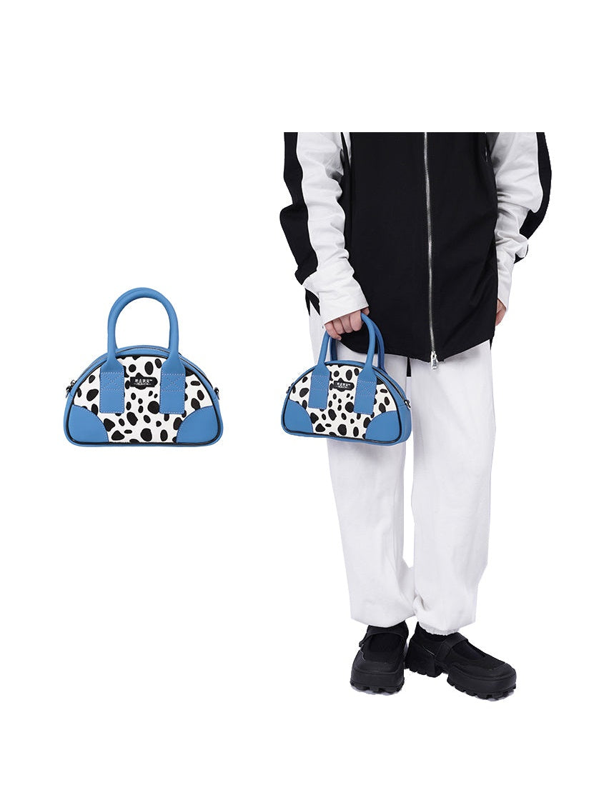 소 패턴 가죽 미니 메신저 백