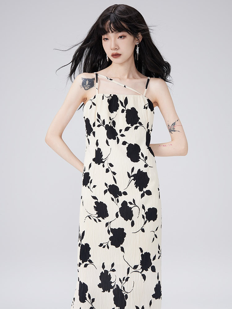 Flowers into Painting Suspender One-piece