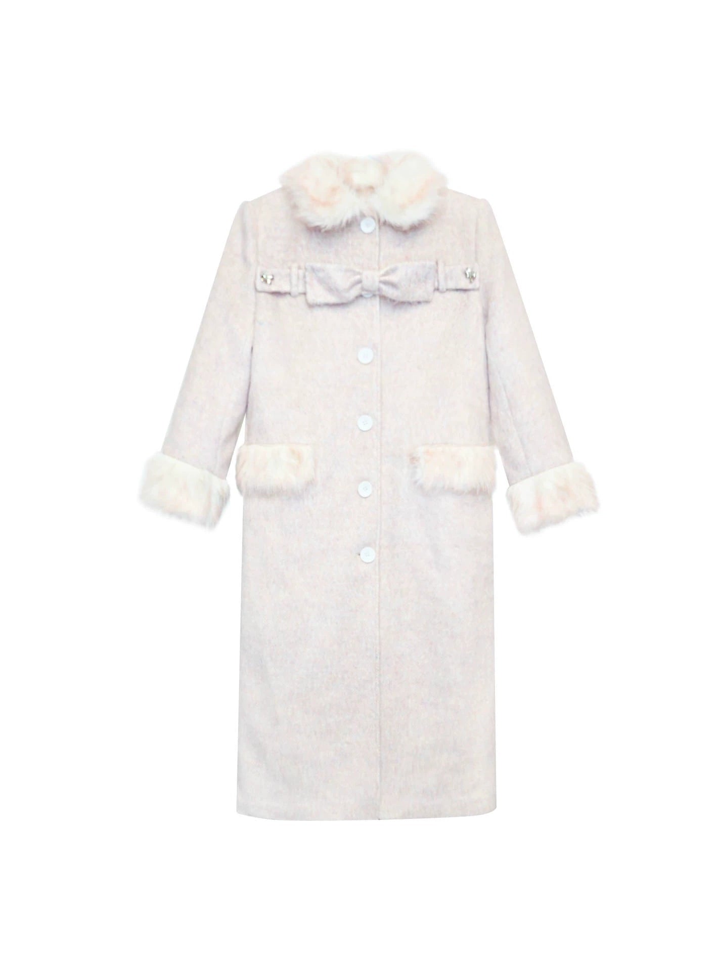 Fur Doll Collar Ribbon Strap Coat