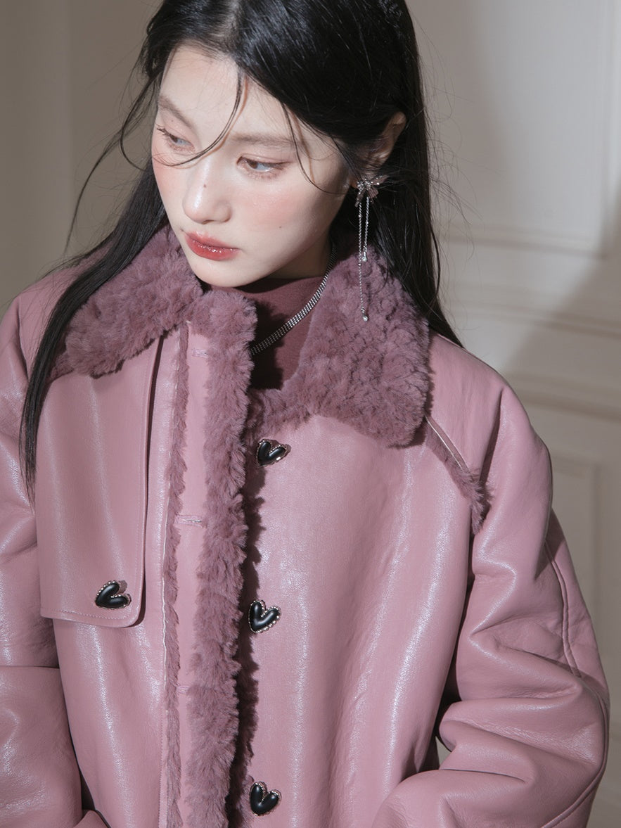 Fur Collar PU Leather Jacket
