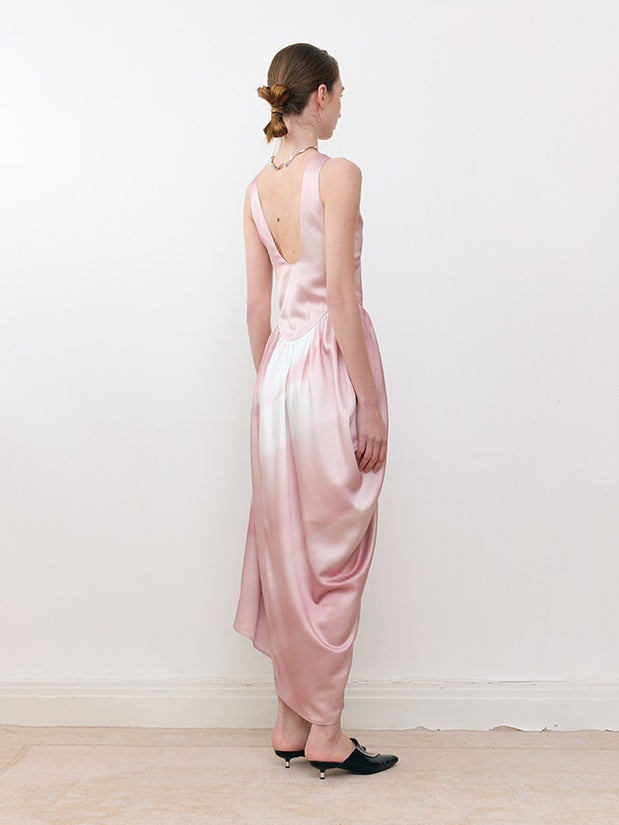 Mudged Print Dreimetrie Rückenfreies Kleid Kleid