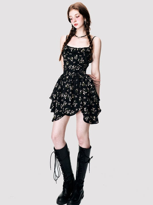 Irregular Floral Sling Dress