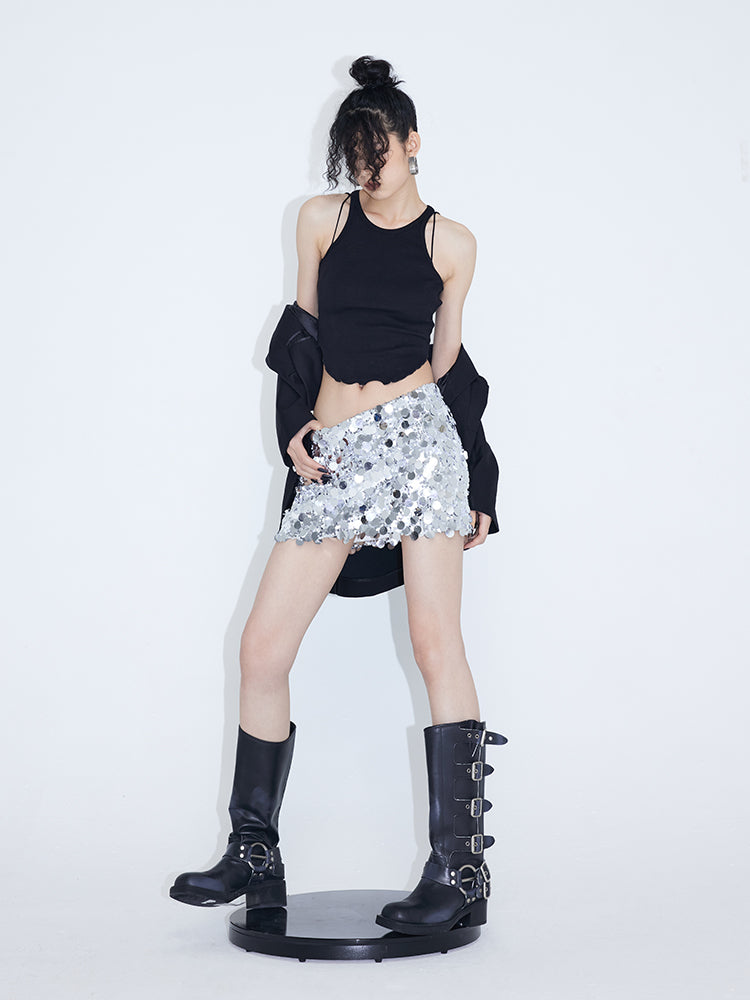 Sequined A-line Skirt