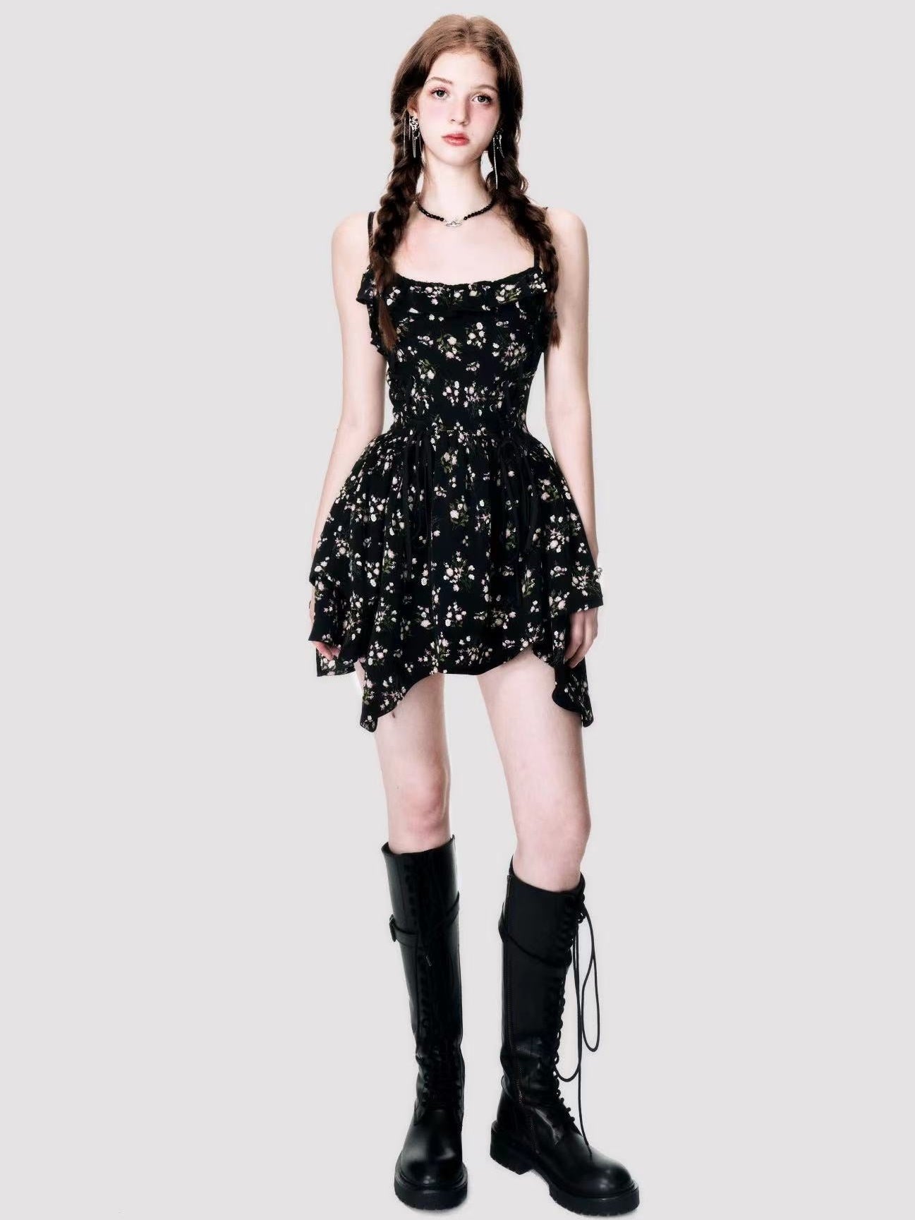 Irregular Floral Sling Dress