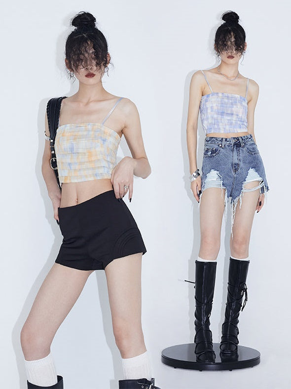 가역적 인 Colorfer 주름 짧은 카미솔