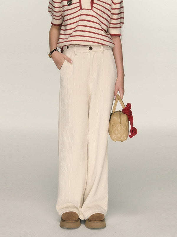 High Waist Corduroy Taste Straight Casual Pants