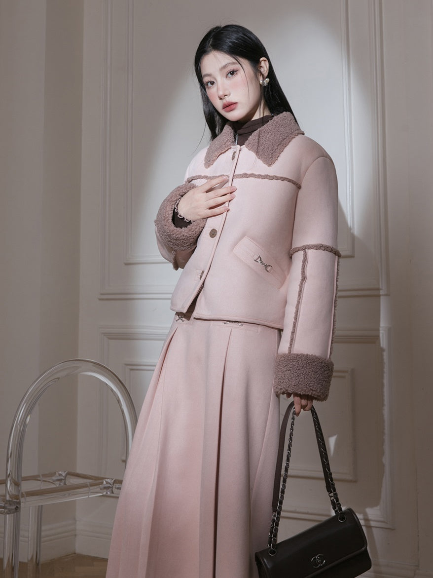 Suede Pattern BoA Jacket & Skirt