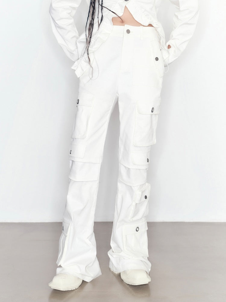 Elastic Lace Work Casual Pants