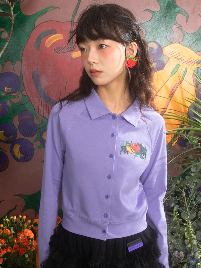 Obstdruck Raglan Ärmlingshemd Hemd