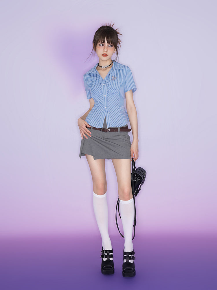 Striped Taille Slim Shirt
