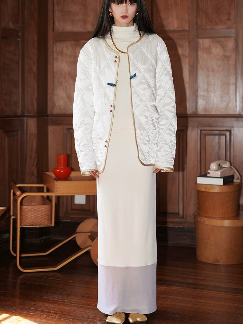 대비 컬러 긴 해협 치마