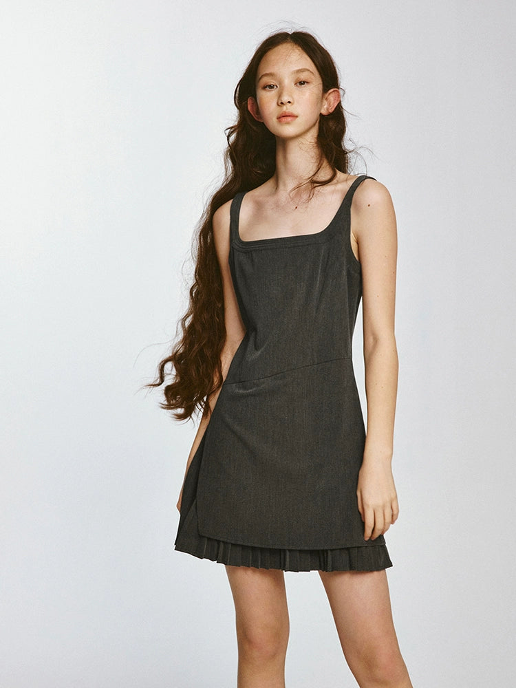 Double-layer Heavy Pleated Slip Dress